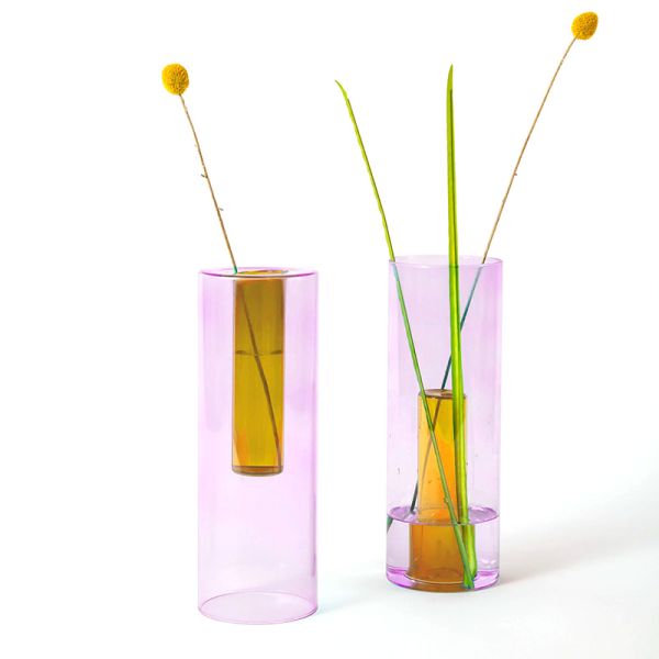 Reversible Glass Vase - Lilac / Peach