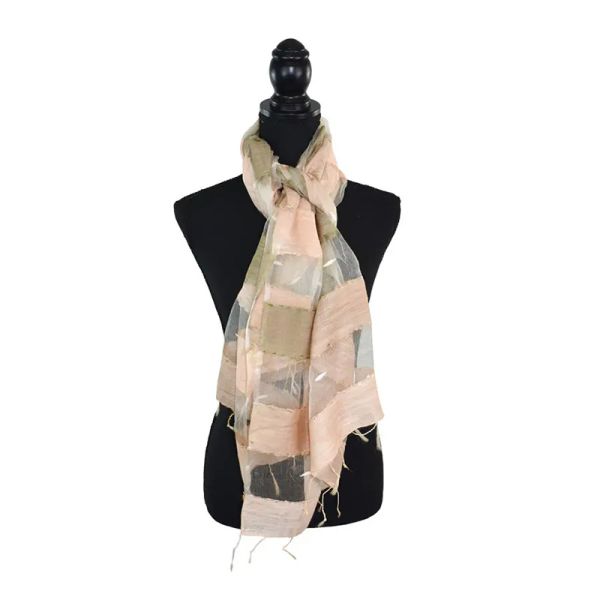 Mocha Semi-Sheer Striped Scarf