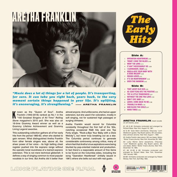 Aretha Franklin The Early Hits Pink Vinyl LP